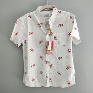 Eighth Avenue Men's Short Sleeve Slim Fit Button Down Santa Shirt